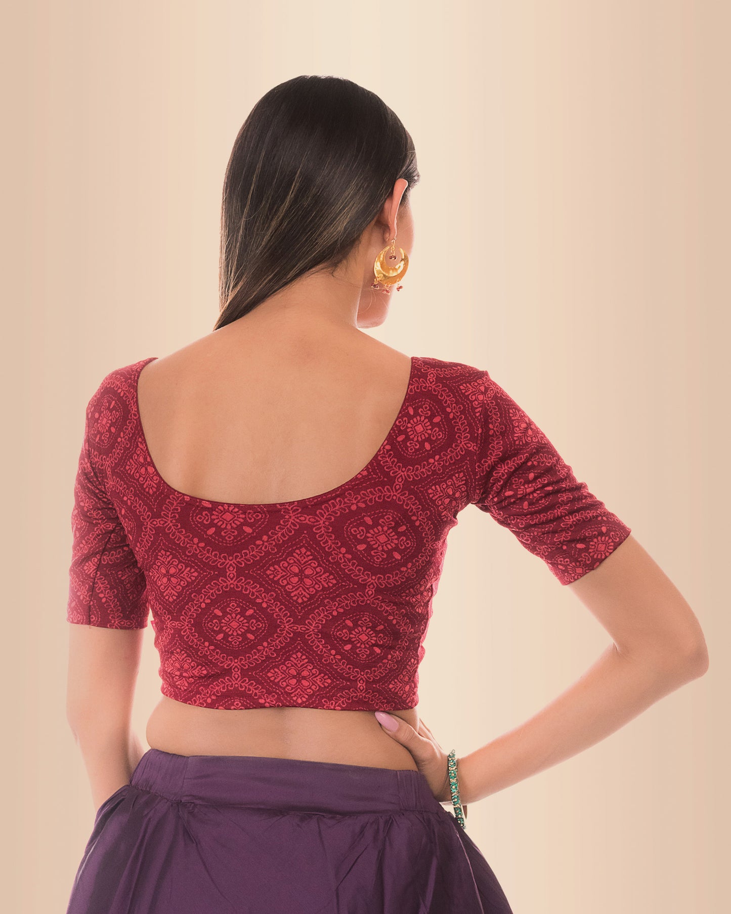 Khwaab Self Jacquard Stretchable Slip On Blouse