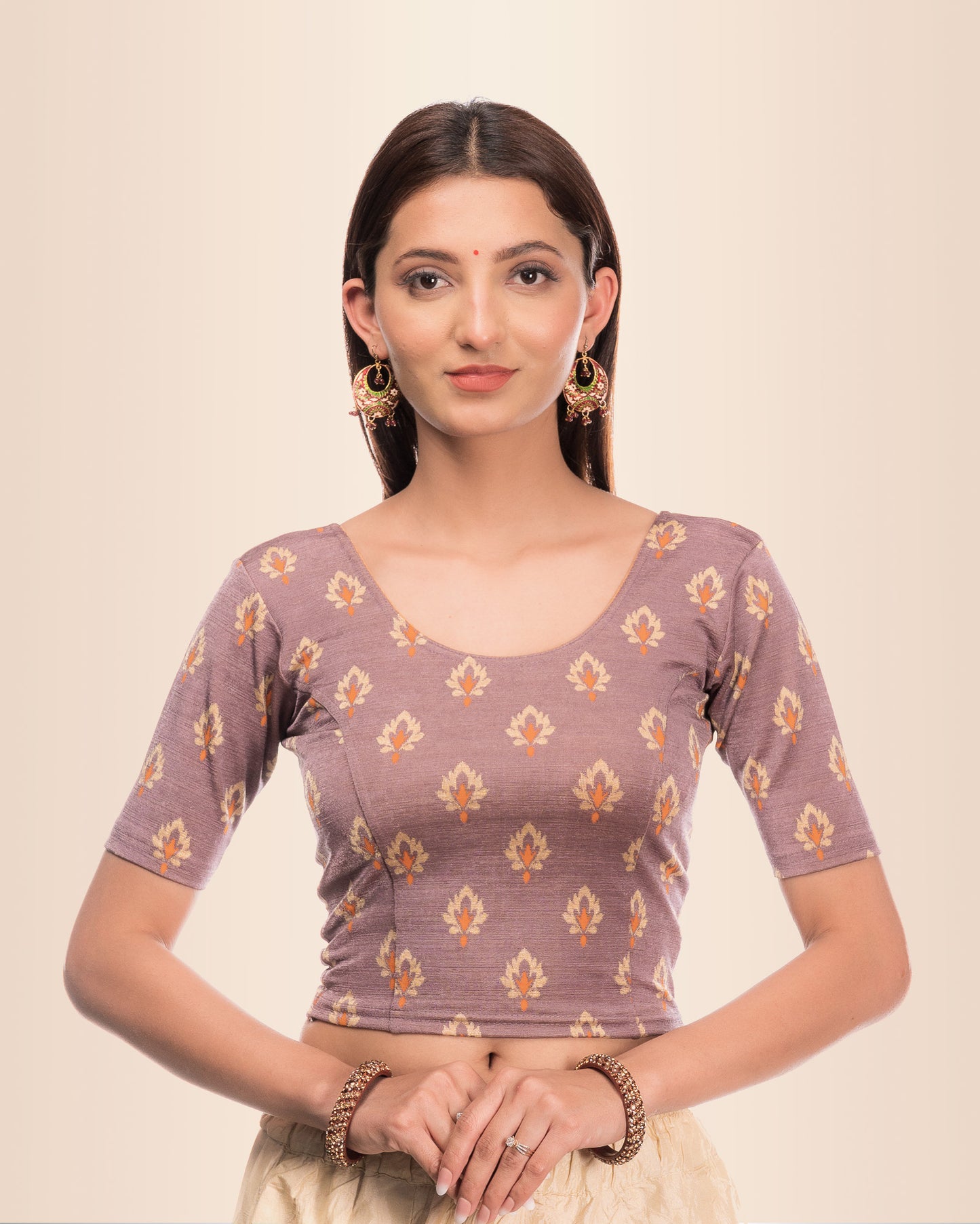 Kavana Multicolour Buti Jacquard Stretchable Slip On Blouse