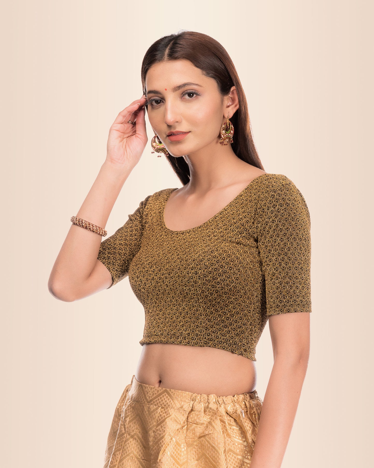 Saraswati Zari Stretchable Slip On Blouse