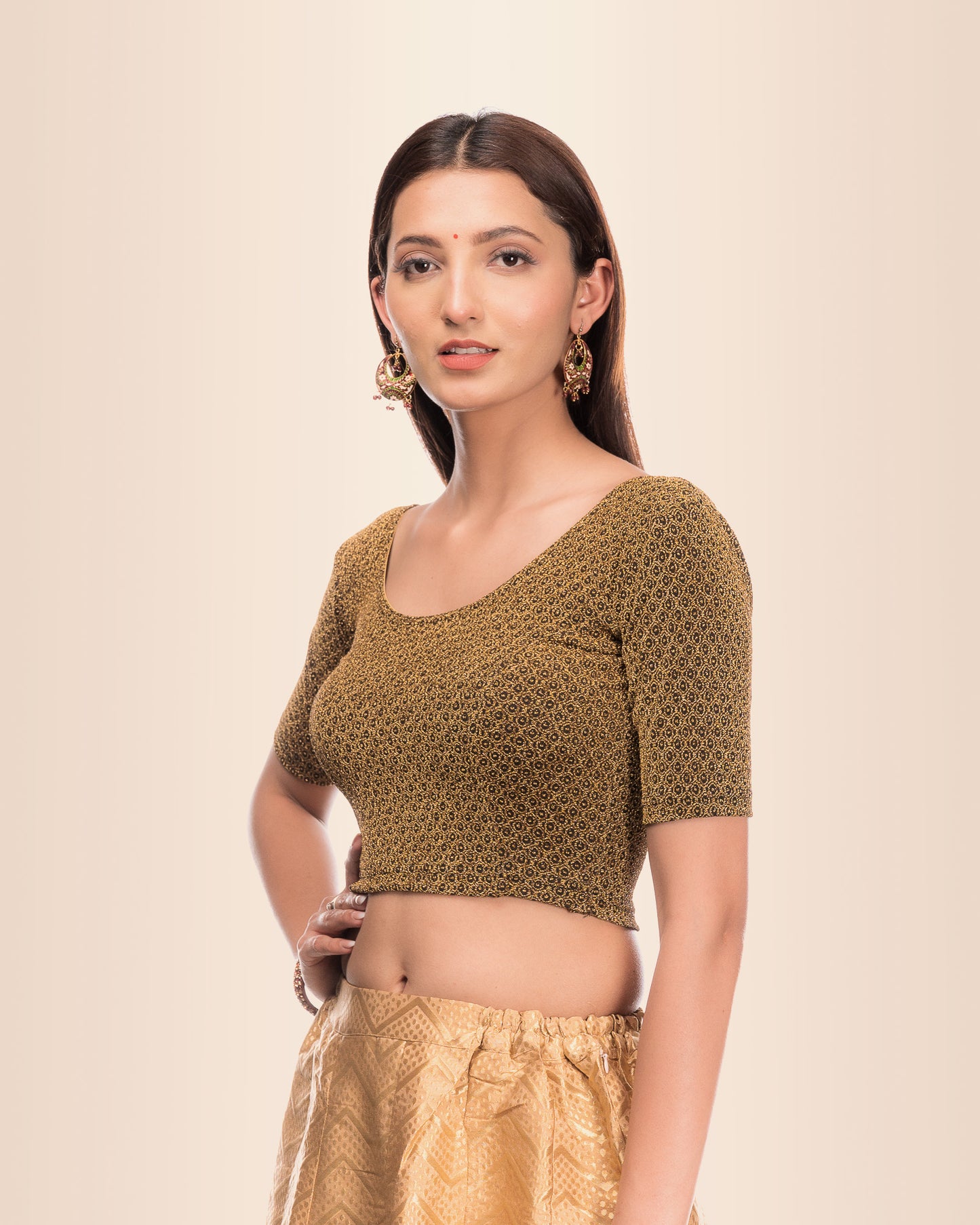 Saraswati Zari Stretchable Slip On Blouse