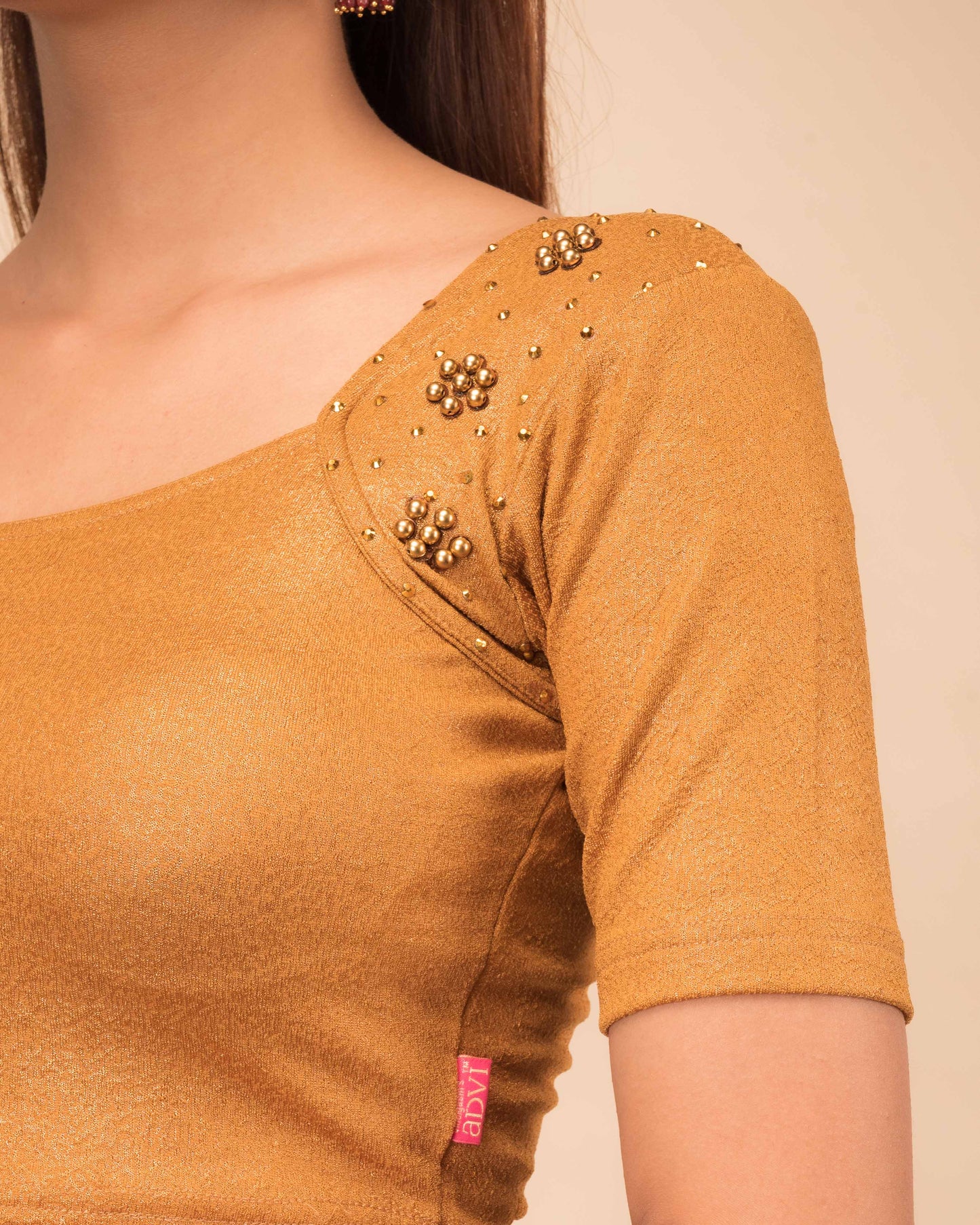 Sweety Embellished Metallic Stretchable Slip On Blouse