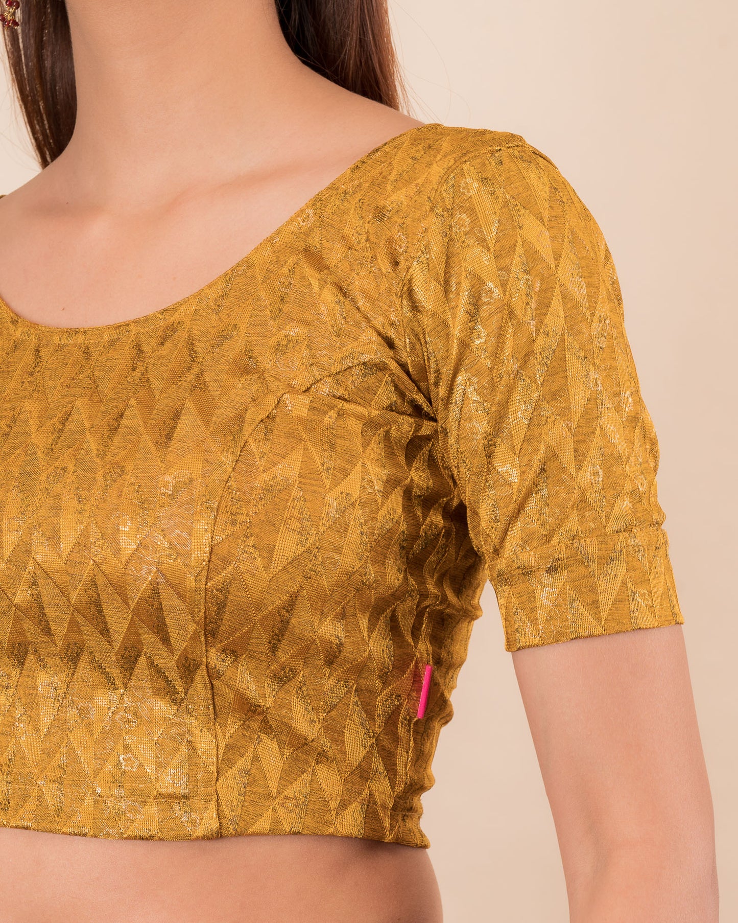 Abha Gold Print Stretchable Slip On Blouse