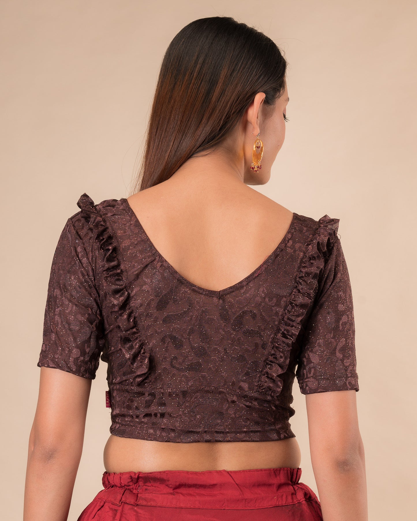 Suhani Gathered Frill with Glitter Stretchable Slip On Blouse