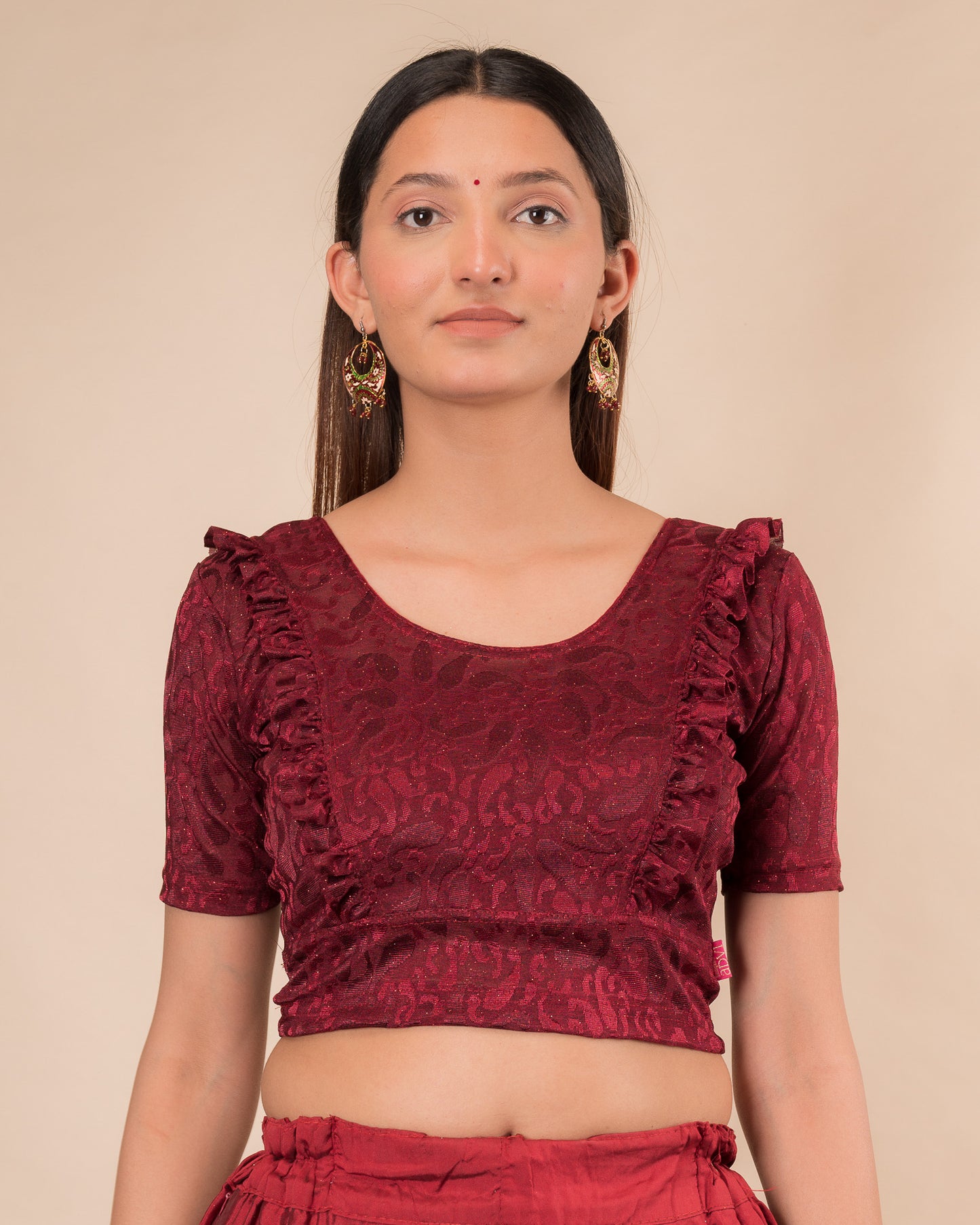 Suhani Gathered Frill with Glitter Stretchable Slip On Blouse