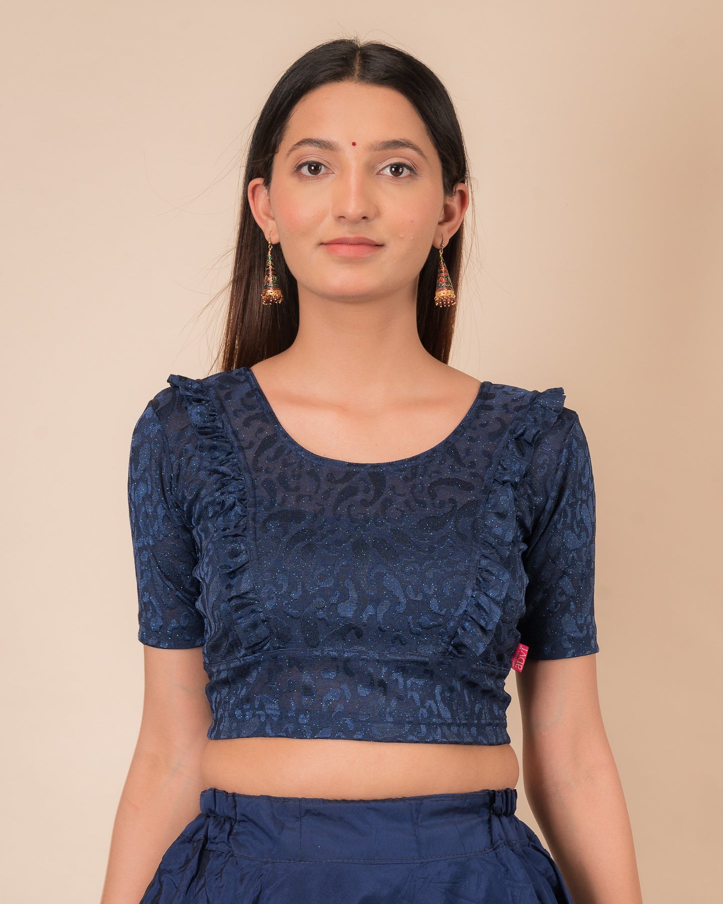 Suhani Gathered Frill with Glitter Stretchable Slip On Blouse