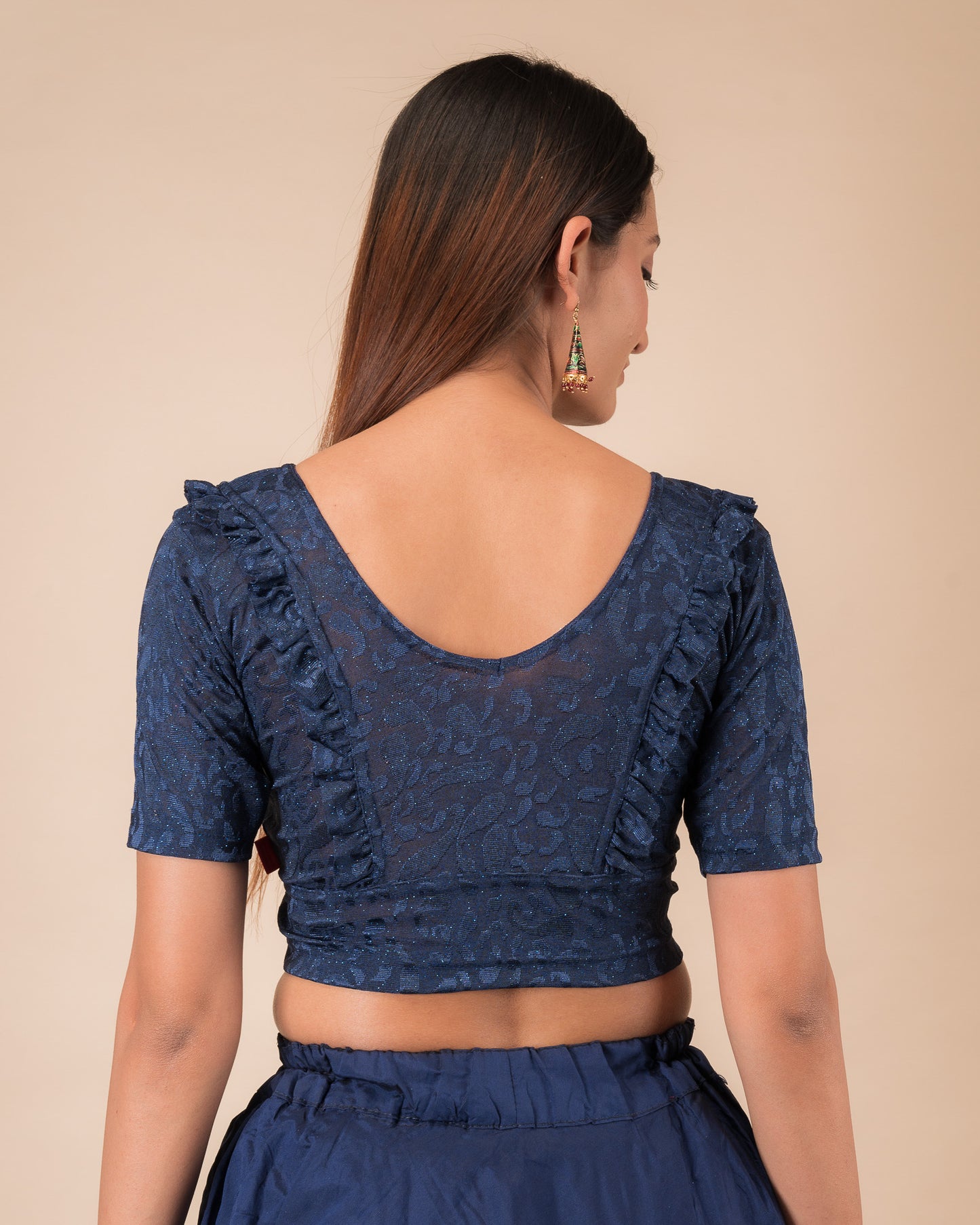 Suhani Gathered Frill with Glitter Stretchable Slip On Blouse