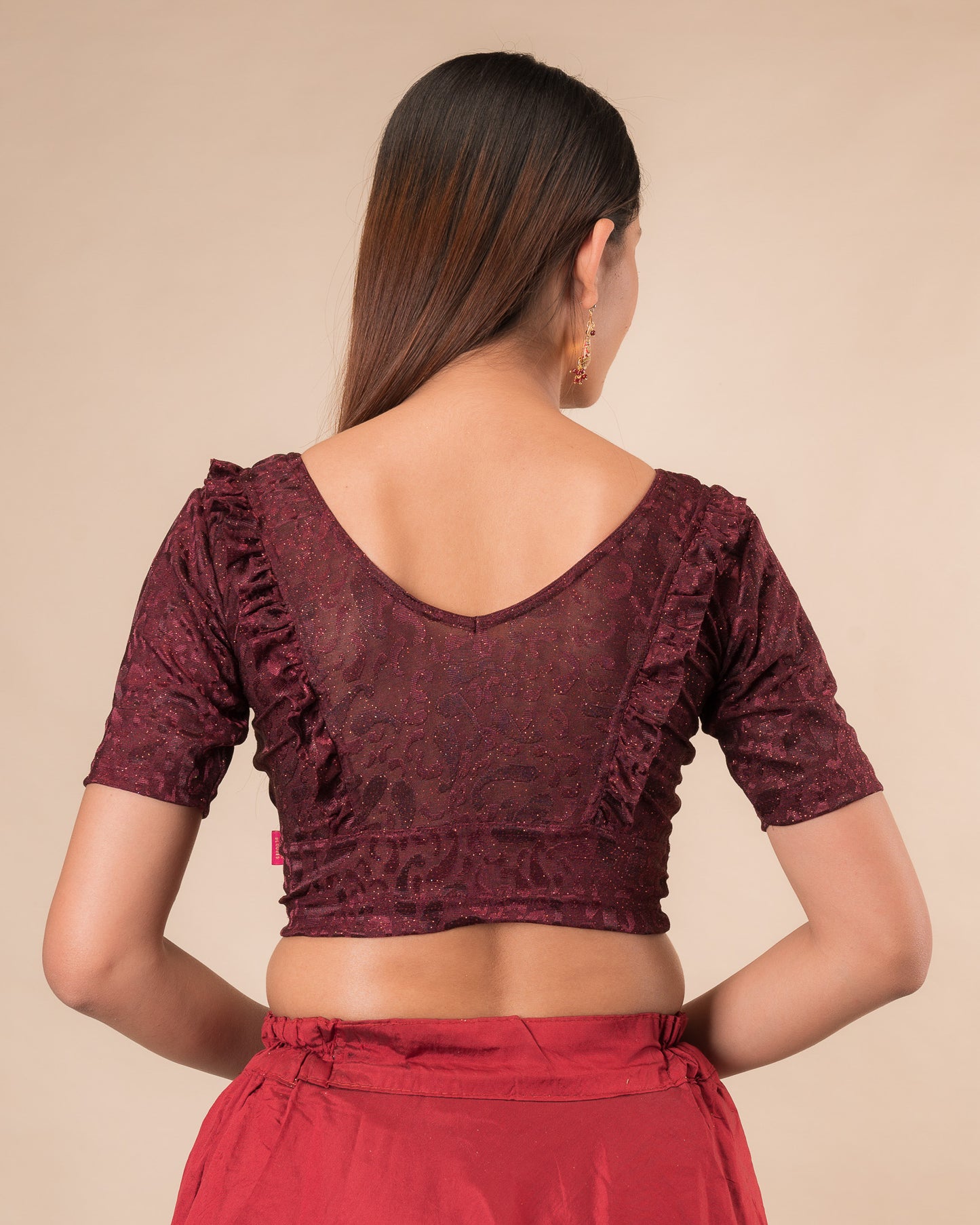 Suhani Gathered Frill with Glitter Stretchable Slip On Blouse