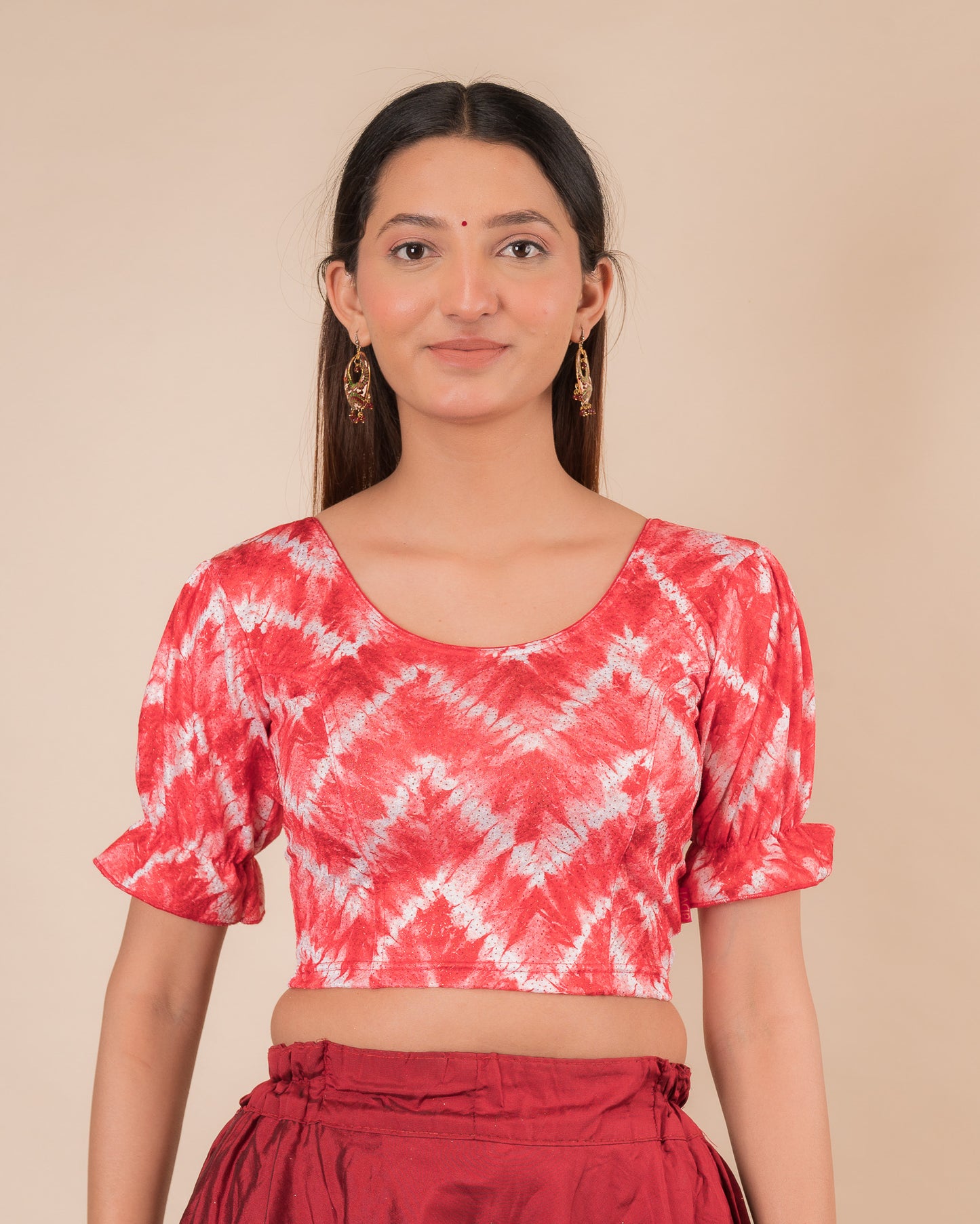 Bandhan Tie Dye Glitter Stretchable Slip On Blouse