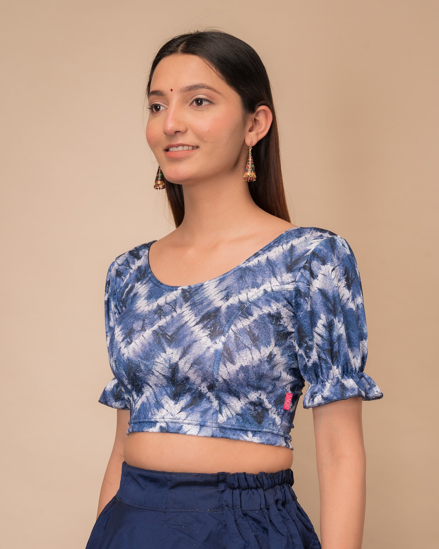 Bandhan Tie Dye Glitter Stretchable Slip On Blouse