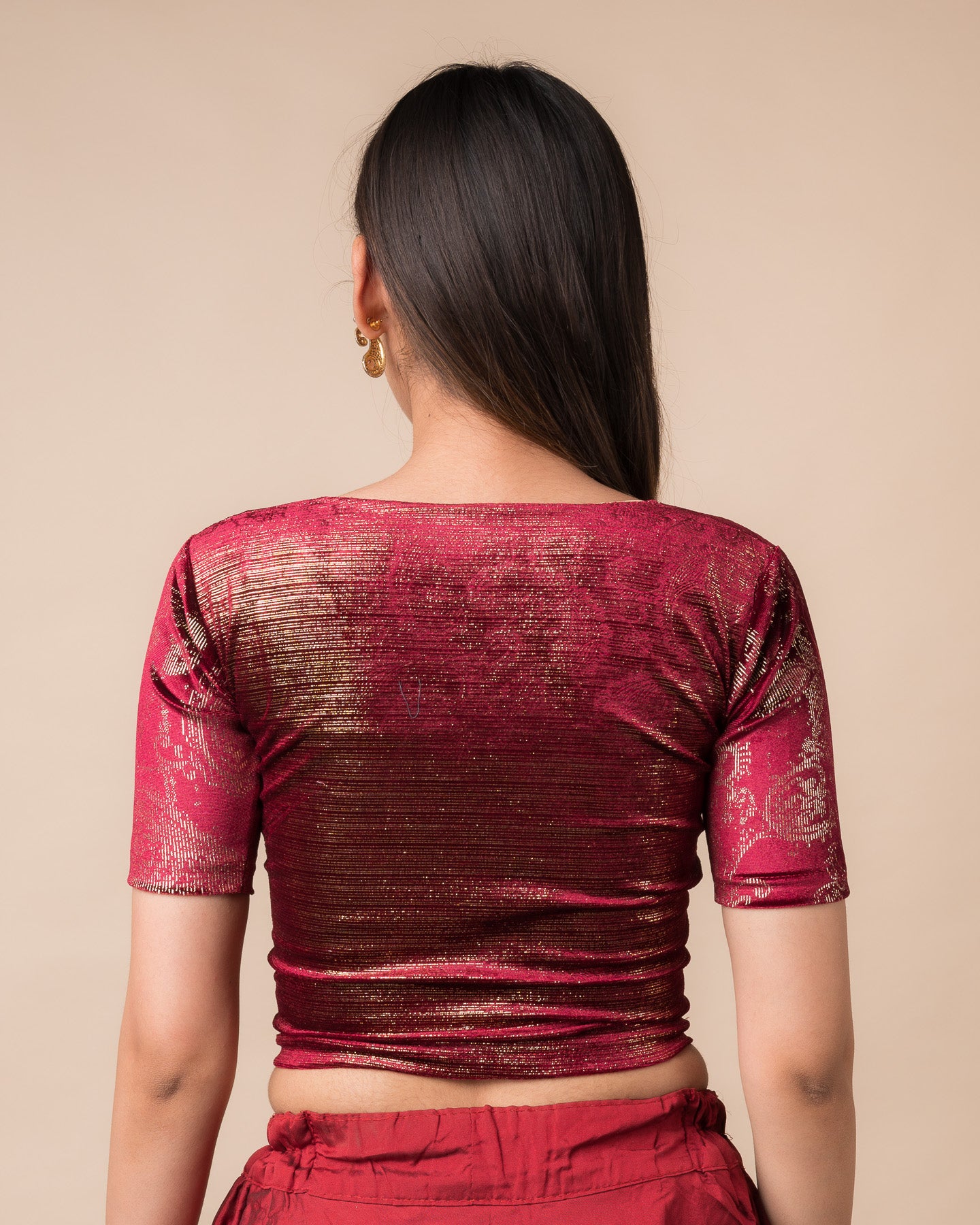 Ambar Velvet Choli Jacket Style Stretchable Slip On Blouse