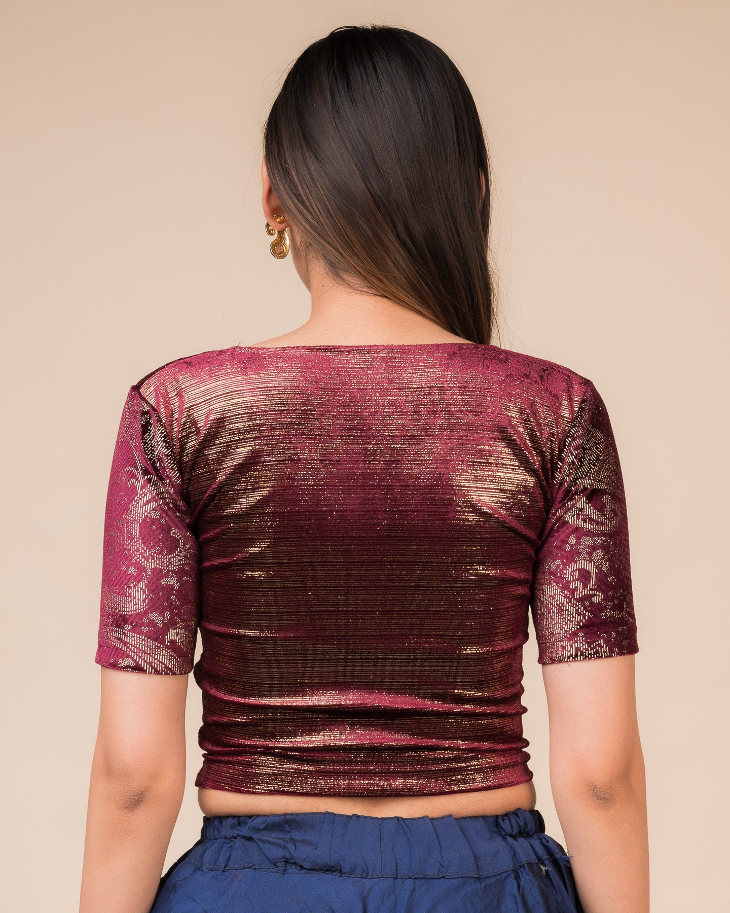 Ambar Velvet Choli Jacket Style Stretchable Slip On Blouse