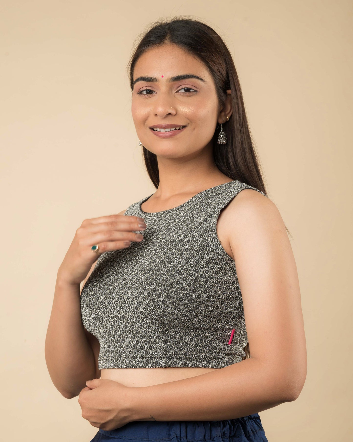 Shimona Banarasi Zari Sleeveless Stretchable Slip on Blouse