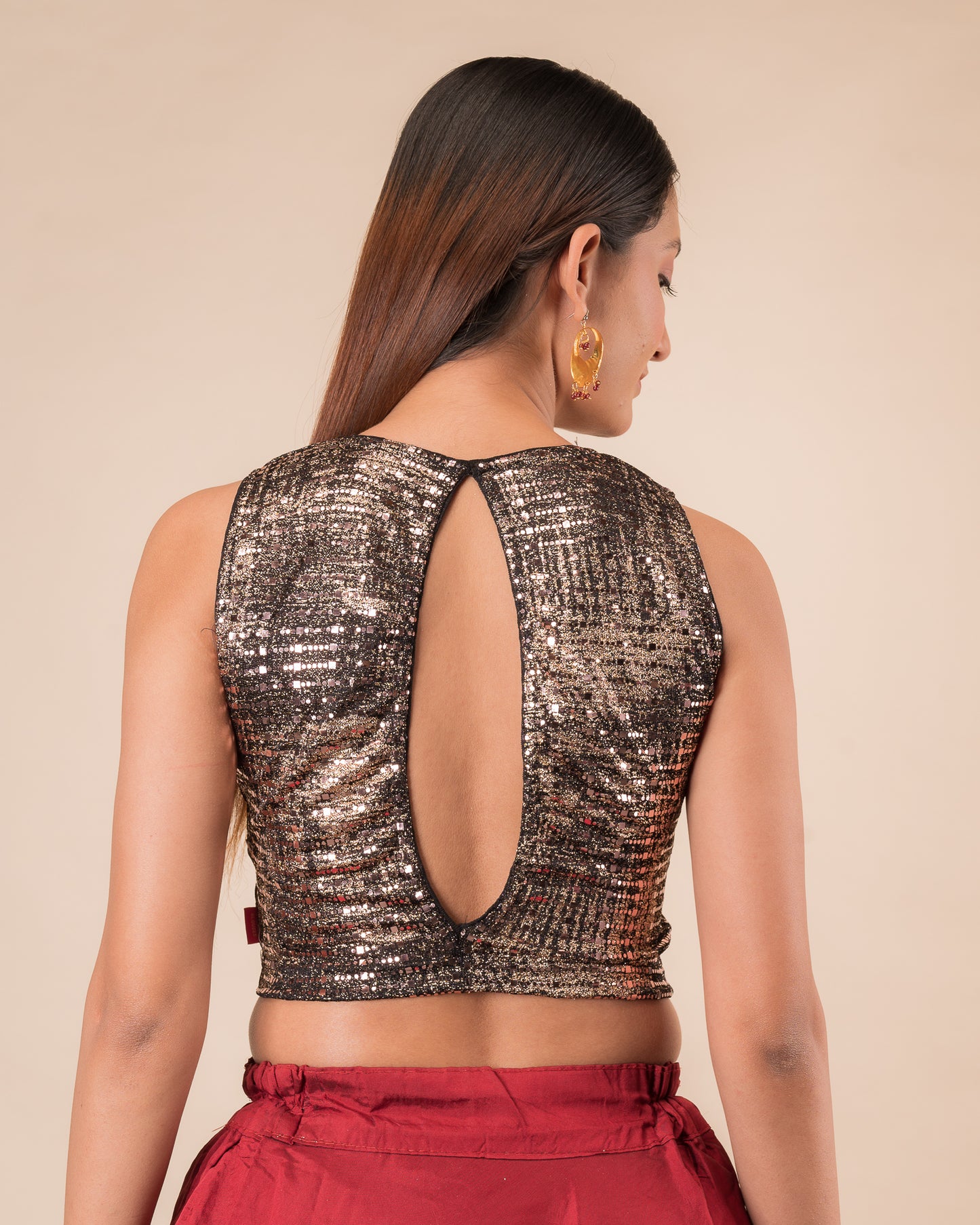 Tira Shining Backless Sleeveless Stretchable Blouse