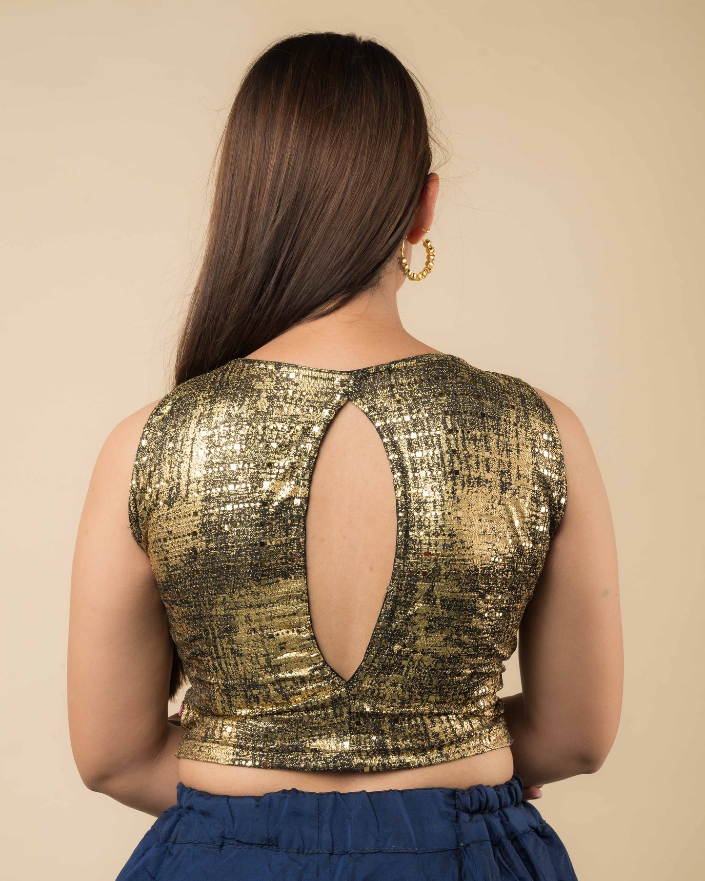 Tira Shining Backless Sleeveless Stretchable Blouse